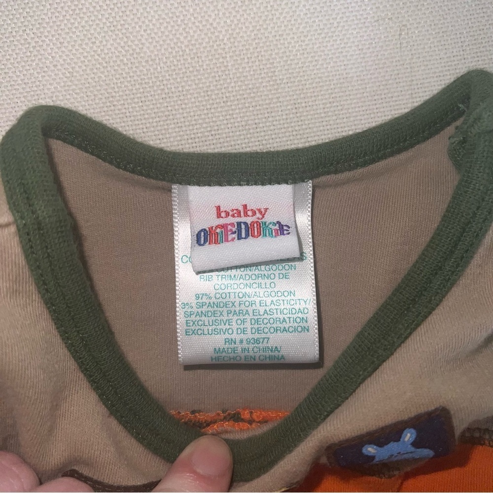 Baby Okie Dokie 3-6 Months Safari Fun Orange Baby Boy Romper Y2K 90s Vintage - Picture 5 of 7